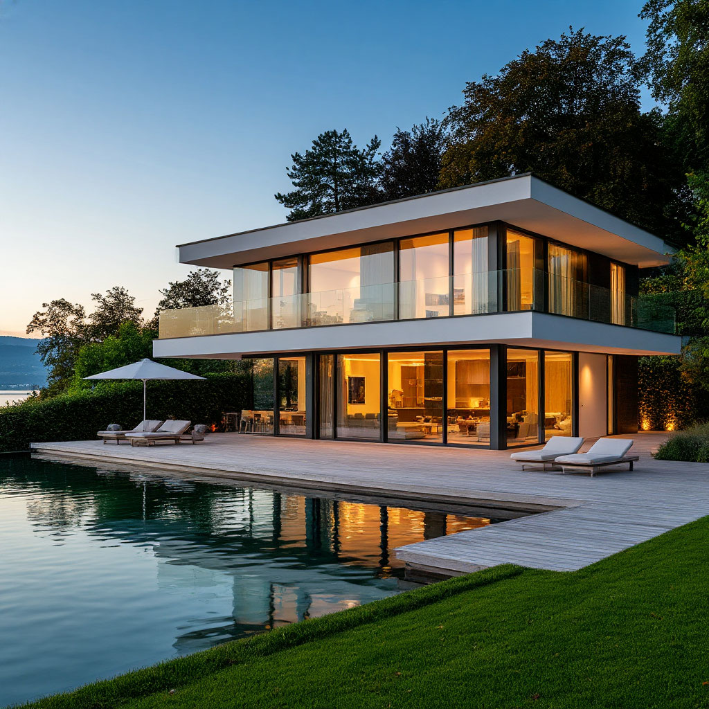Villa am Starnberger See nach der Smart-Home-Installation mit Loxone